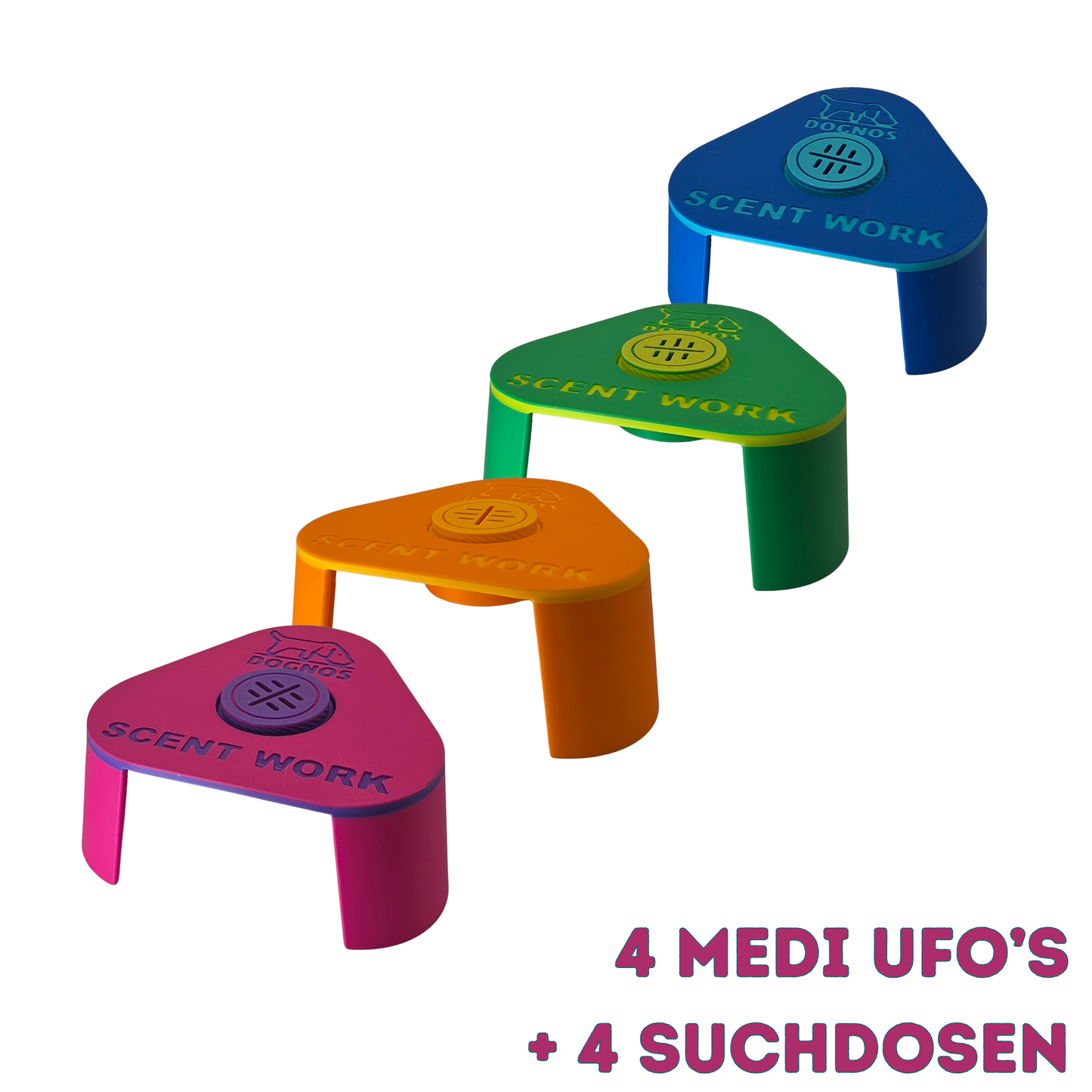 4 supports d'alignement MIDI-UFO inclus 4 boîtes de recherche magnétiques – Colorés, stables et parfaitement conçus