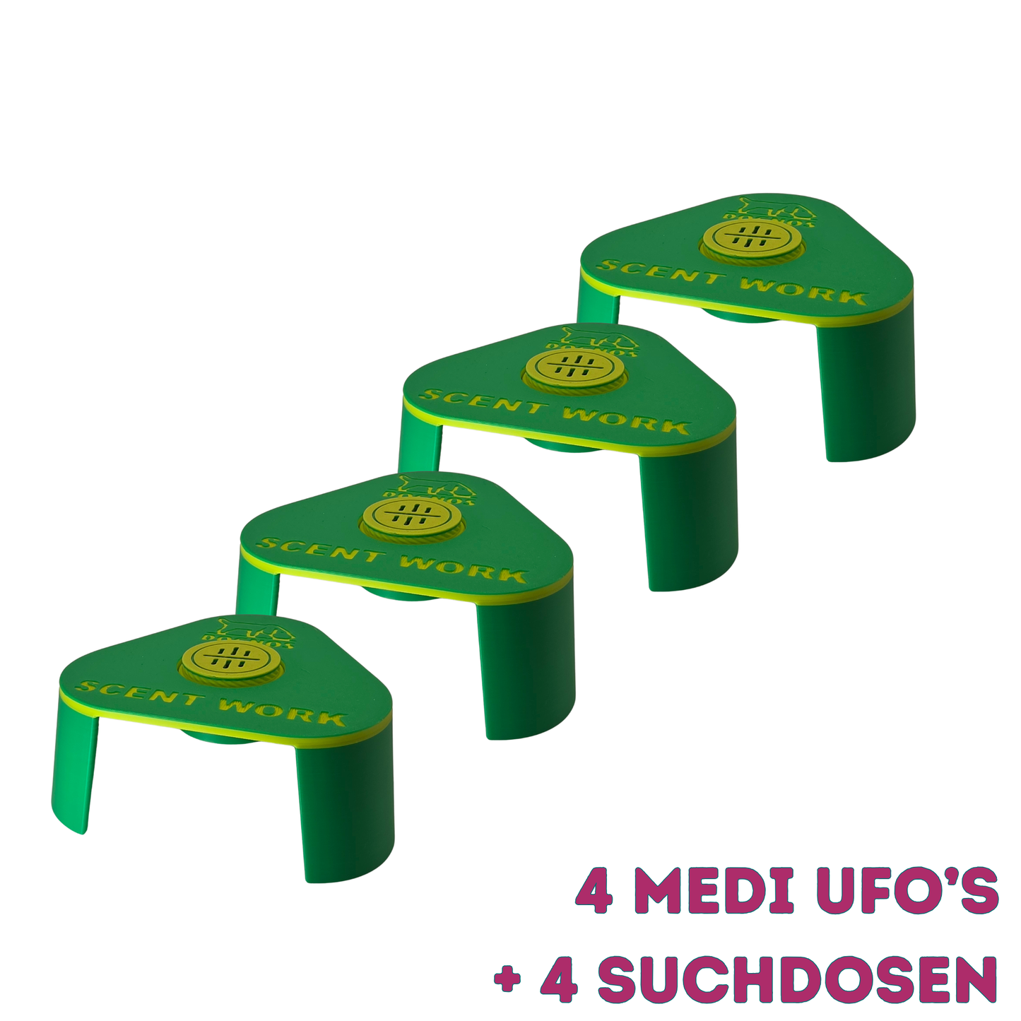 4 supports d'alignement MIDI-UFO inclus 4 boîtes de recherche magnétiques – Colorés, stables et parfaitement conçus