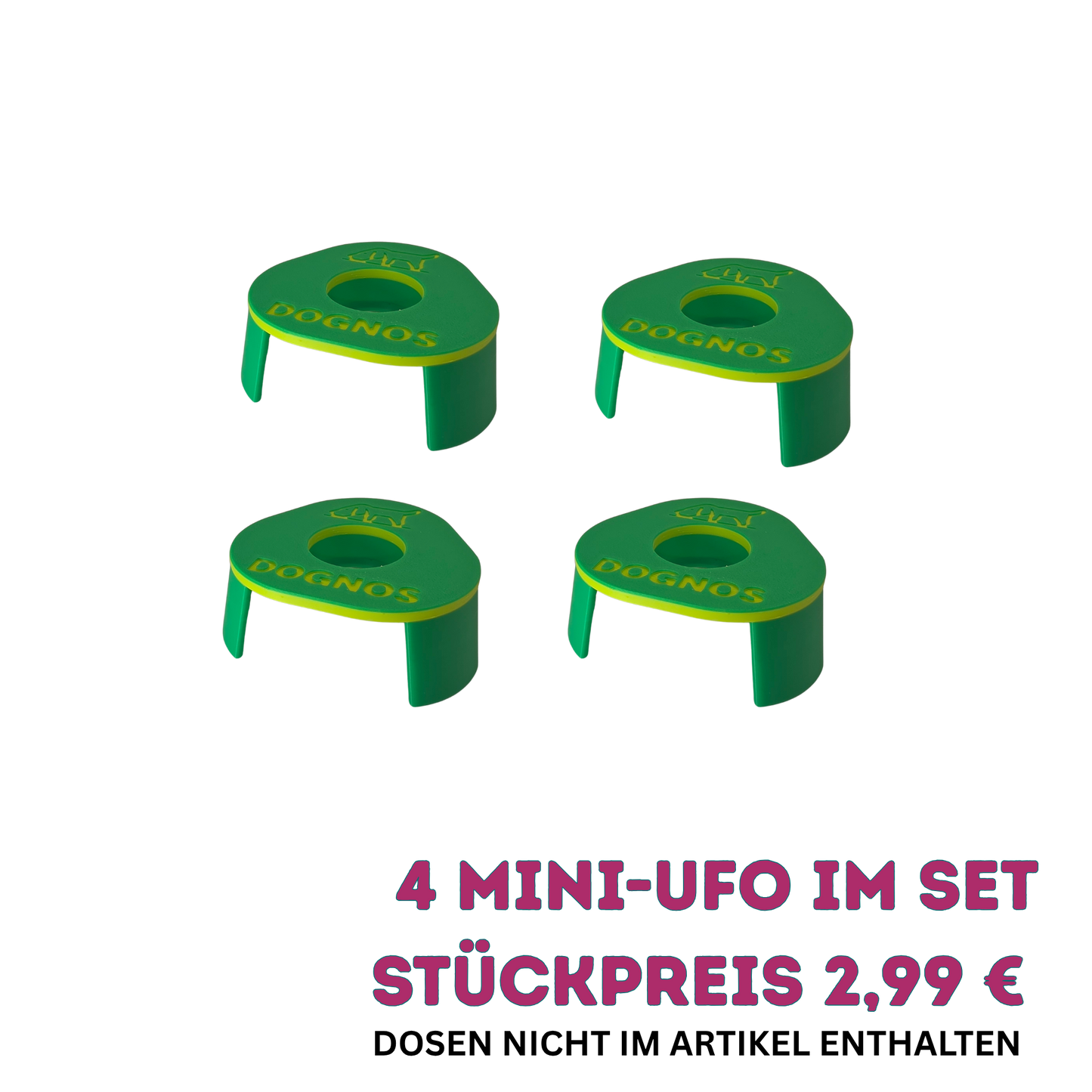 4 pièces DOGNOS Mini-UFO Présentoirs Line-Up – Colorés, stables et parfaitement conçus