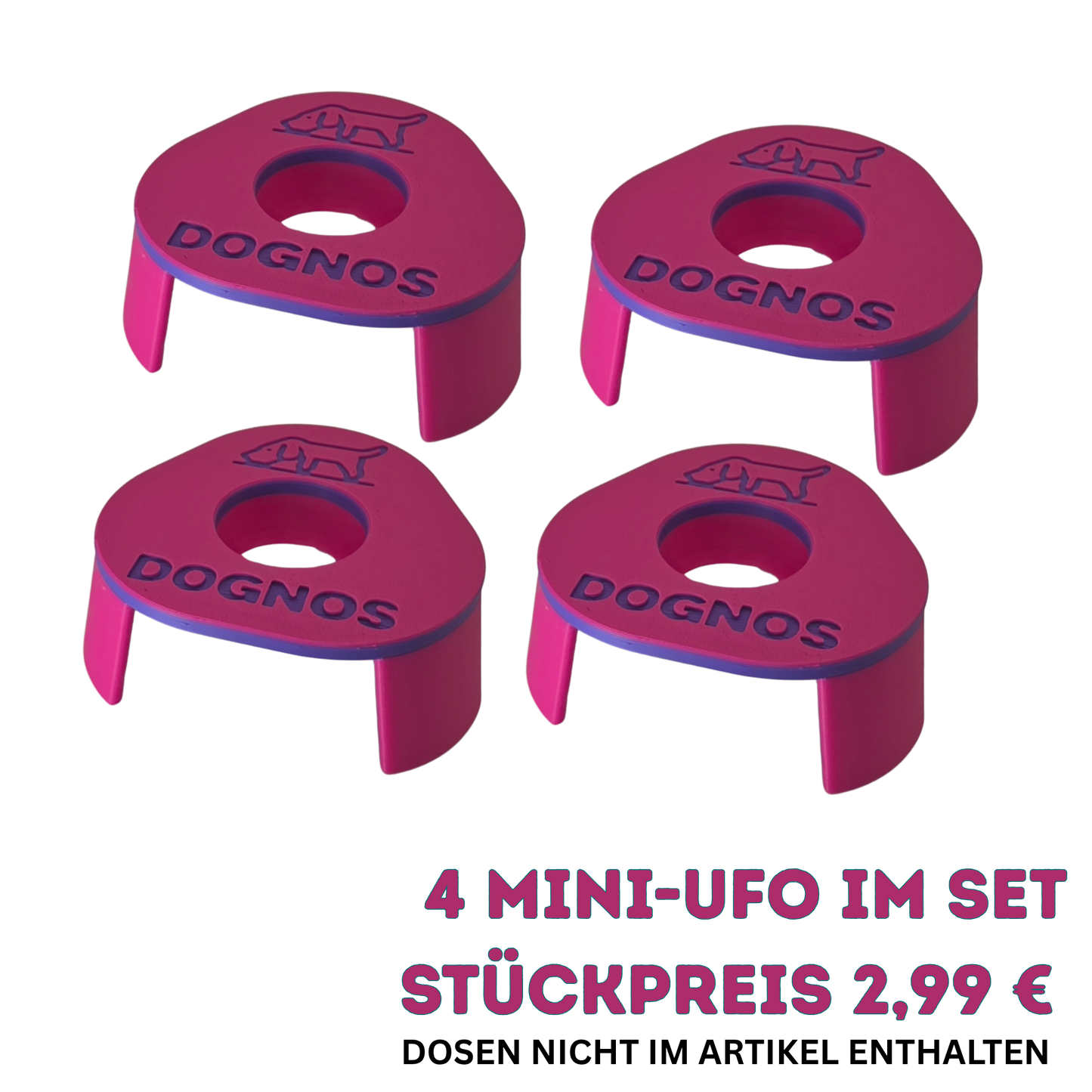4 pièces DOGNOS Mini-UFO Présentoirs Line-Up – Colorés, stables et parfaitement conçus
