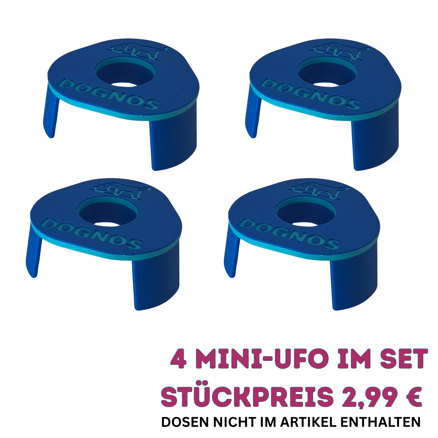 4 pièces DOGNOS Mini-UFO Présentoirs Line-Up – Colorés, stables et parfaitement conçus